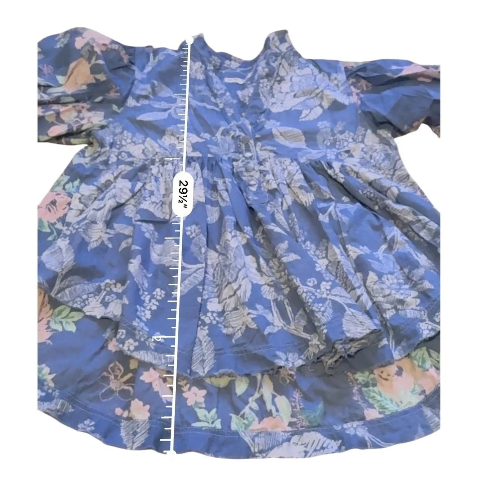 Free People We‎ The Free Cosette Pullover Top Women's XS Chambray Floral Boho